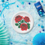 Boeket RODE ROZEN formele bruiloft Papieren Bordje (Feest)