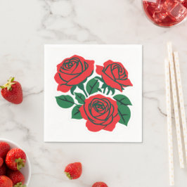 Boeket Rode Rozen Formele Trouwdag Servet