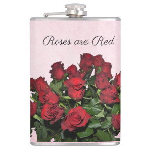 Boeket rode rozen heupfles
