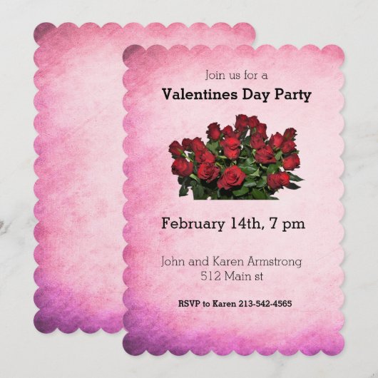 Boeket rode rozen kaart (Voorkant / Achterkant)