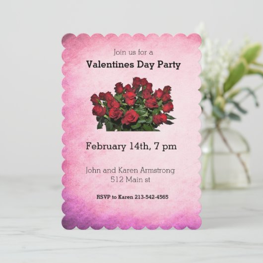 Boeket rode rozen kaart (Staand voorkant)