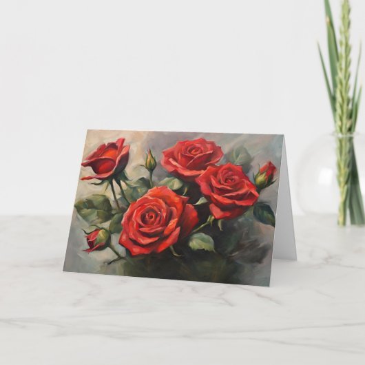 Boeket rode rozen kaart (Voorkant)