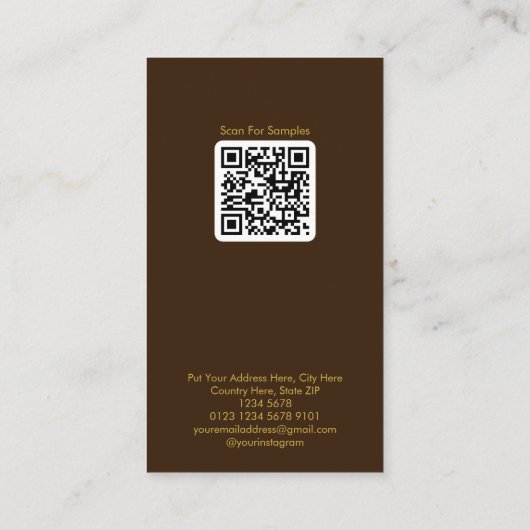 Boeket rode rozen op Classy donkerbruine QR-code Visitekaartje (Achterkant)