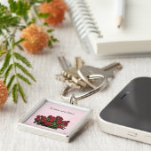 Boeket rode rozen sleutelhanger (Zijkant)