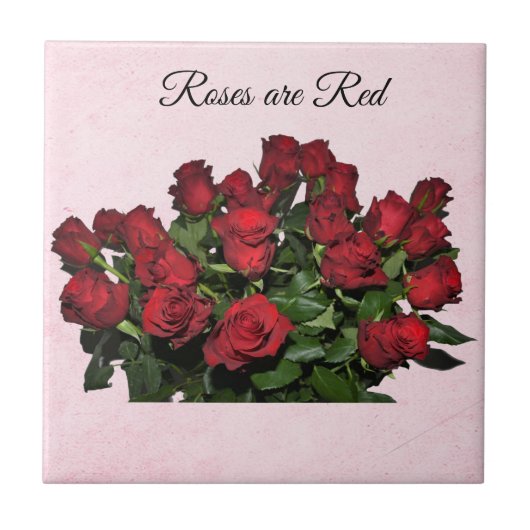 Boeket rode rozen tegeltje (Voorkant)