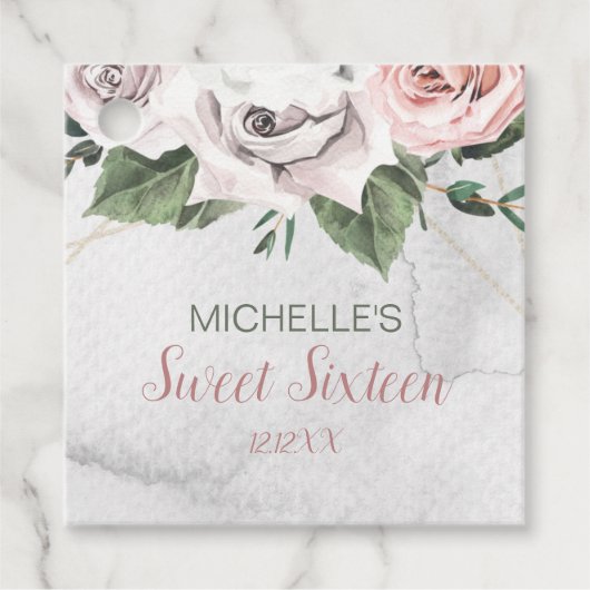  boeket Roos Sweet Sixteen Bedankjes Labels (Voorkant)