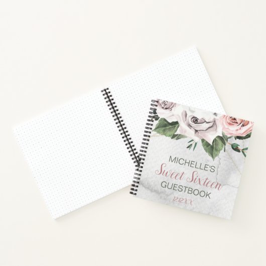  boeket Roos Sweet Sixteen Gastenboek Notitieboek (Binnen)