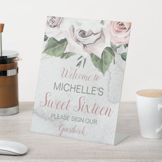  boeket Roos Sweet Sixteen Reclamebord Met Voetstuk (Insitu)