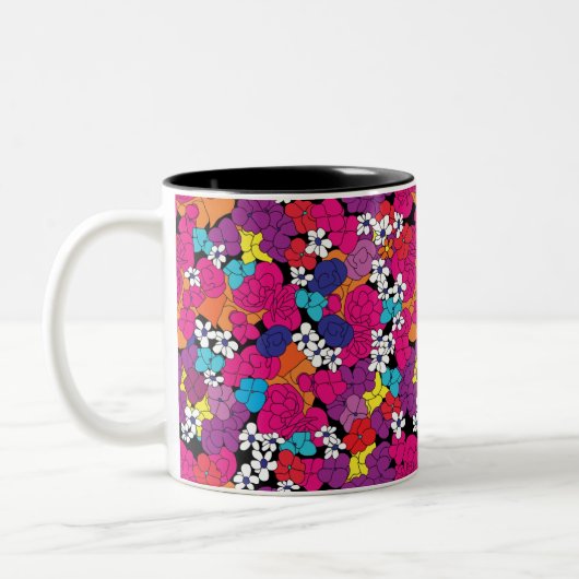 Boeket Roze en Paarse Two-Tone Coffee Mok (Links)