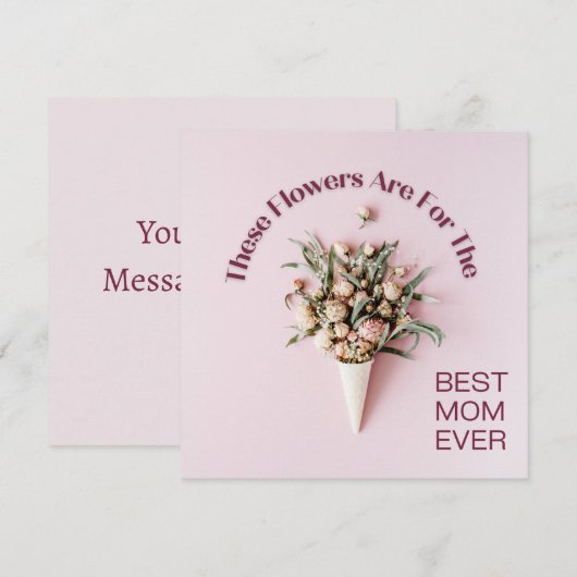 Boeket roze gepersonaliseerde Moederdag groet Kaart (Voorkant / Achterkant)