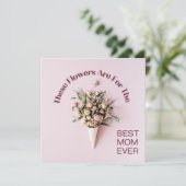 Boeket roze gepersonaliseerde Moederdag groet Kaart (Staand voorkant)