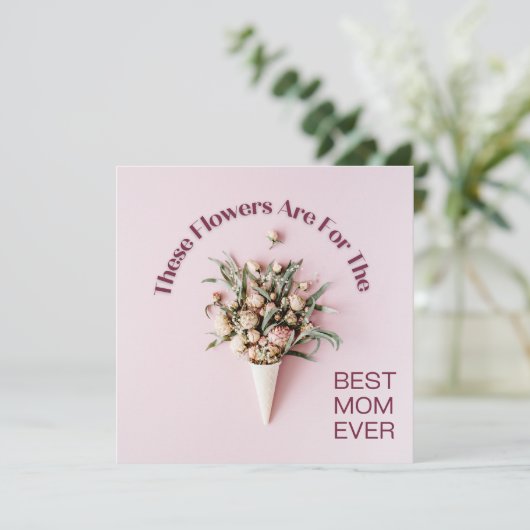 Boeket roze gepersonaliseerde Moederdag groet Kaart (Staand voorkant)