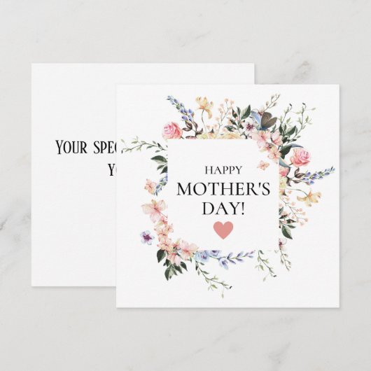 Boeket roze gepersonaliseerde Moederdag groet Kaart (Voorkant / Achterkant)