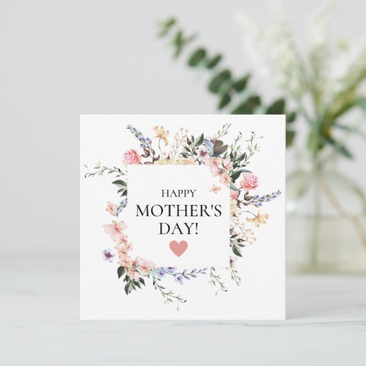 Boeket roze gepersonaliseerde Moederdag groet Kaart (Staand voorkant)