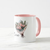 Boeket Roze Rozen Bloemen Mok (Voorkant rechts)