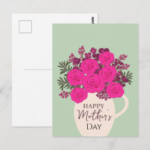 Boeket Roze Rozen – Elegante Moederdag Bloemen Briefkaart