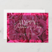 Boeket Roze Rozen Happy Valentijnsdag Kaart (Voorkant / Achterkant)