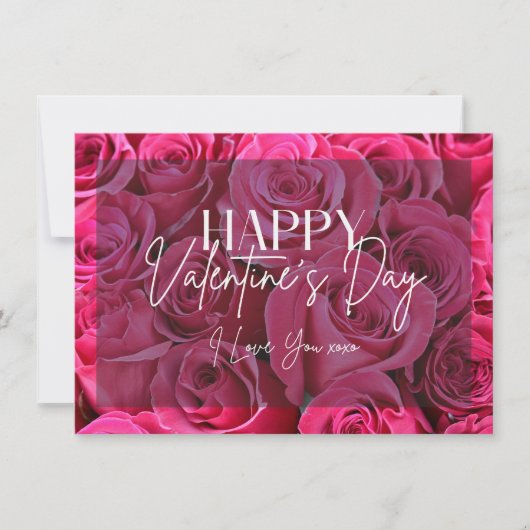 Boeket Roze Rozen Happy Valentijnsdag Kaart (Voorkant)