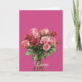  boeket roze rozen kaart (Voorkant)