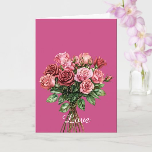  boeket roze rozen kaart (Orchidee)