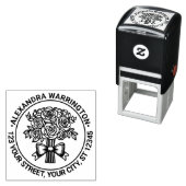 Boeket rozen met lint naam retouradres  zelfinktende stempel (In situ)