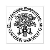 Boeket rozen met lint naam retouradres  zelfinktende stempel (Design)