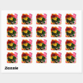 boeket rozen vierkante sticker (Vel)