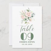 Boeket Tafelnummer met Bleekroze Rozen (Voorkant)