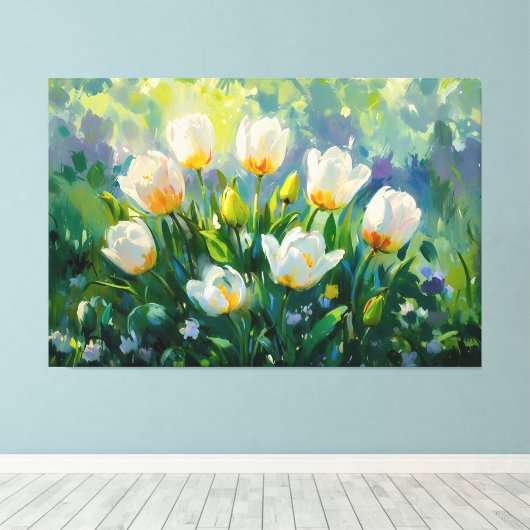 *~* Boeket Tulpen TV2 Stretched Canvas Print (Insitu (Houten vloer))