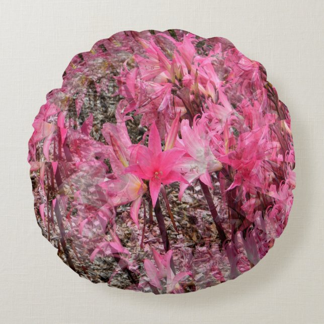 Boeket van Amaryllis........ Rond Kussen (Voorkant)