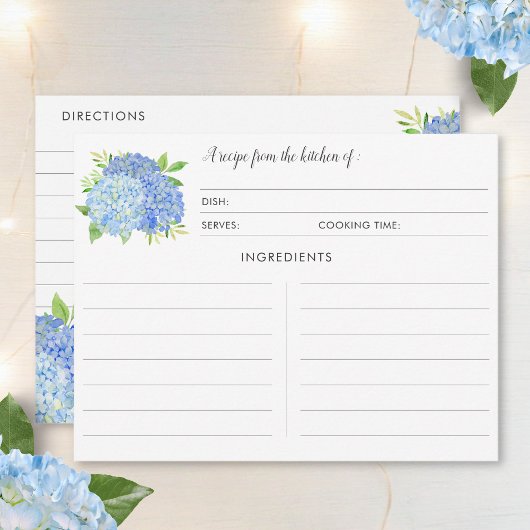 Boeket van Blauwe Hortensia's Botanische Receptkaa Informatiekaartje