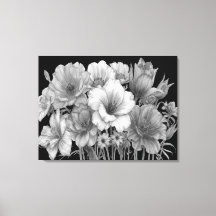 Boeket van bloeiende bloemen in Z+W aan een muur