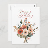 Boeket van Bloemen Aangepaste Naam Gelukkige Verja Briefkaart (Voorkant / Achterkant)