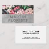 Boeket van bloemen | Belettering in reliëfstijl Visitekaartje (Voorkant / Achterkant)