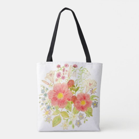 Boeket van Bloemen Canvas tas (Achterkant)