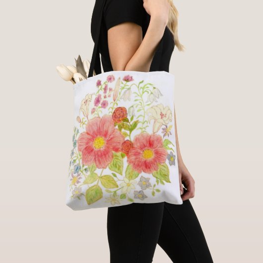 Boeket van Bloemen Canvas tas (Dichtbij)
