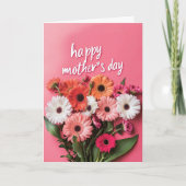 Boeket van bloemen en Happy Mothers Day Feestdagen Kaart (Voorkant)