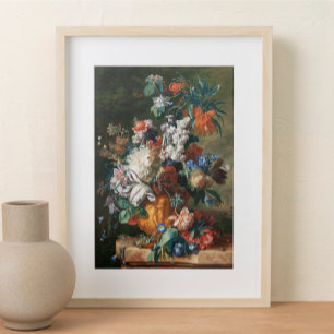 Boeket van bloemen in een urn Jan van Huysum Poster