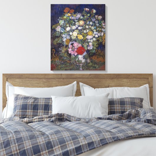 Boeket van bloemen in een vaas | Van Gogh | Canvas Afdruk (Insitu (Slaapkamer))