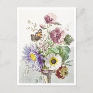 Boeket van bloemen met vlinder schilderij briefkaart