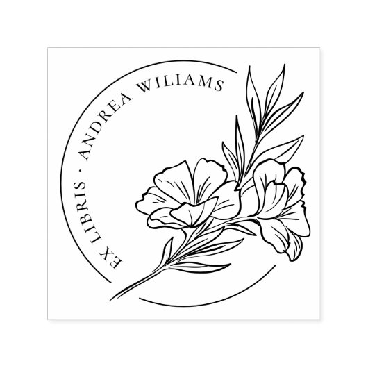 Boeket van botanische bloemen uit de bibliotheek v  zelfinktende stempel (Design)