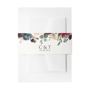 Boeket   van Bourgondië Monogram Uitnodigingen Wikkel