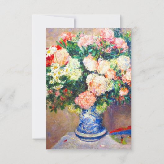 Boeket van Chrysanten en een Japanse Fan Bedankkaart (Voorkant)