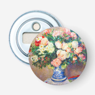 Boeket van Chrysanten en een Japanse Fan Button Flesopener