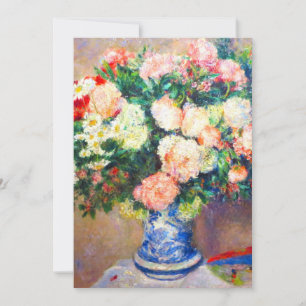 Boeket van Chrysanten en een Japanse Fan Feestdagenkaart