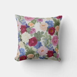 Boeket van een vintage botanische tuin kussen