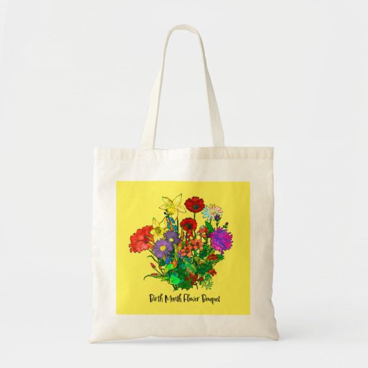 Boeket van Geboorte Maand Bloemen Tote Bag (Voorkant)