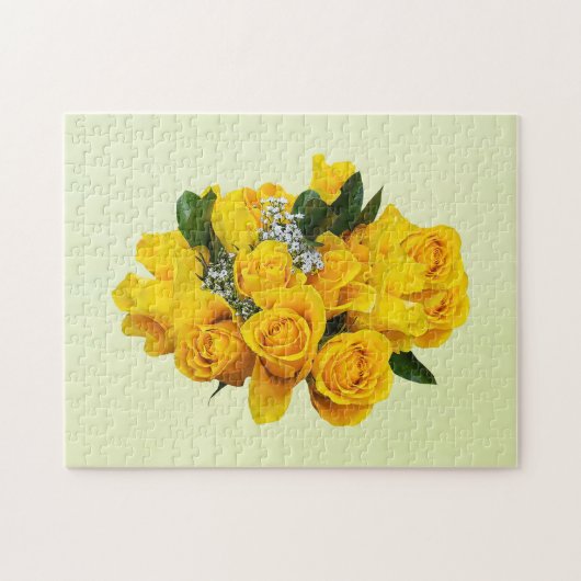 Boeket van gele rozen en baby's adem legpuzzel (Horizontaal)