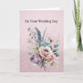 Boeket van gemengde bloemen bruiloft gefeliciteerd kaart (Voorkant)