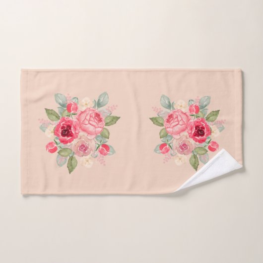 Boeket van geschilderde roze rozen bad handdoek (Handdoek)